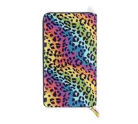 ISAOA Bright Colors Leopard Spot Wallet Purse,Multi-Function Handbag Zipper Clutch Purse,Large Capacity Card Holder Bag,19 CM