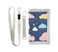 ISAOA Cartoon Clouds and Rain Kids Wallets for Boys Girls, Toddler Trifold Wallet with Zippered Coin Pocket and Card Holders, Novelty Wallet for Childrens Birthday Gifts