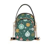ISAOA Christmas Ball Snowflake Crossbody Bag for Women, Cell Phone Purse Detachable Chain Bag Leather Shoulder Handbag Wallet
