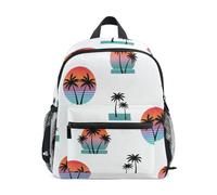 ISAOA Coconut Tree Sunset Pattern Kids Small School Backpack, Toddler Preschool Shoulder Bookbag Kindergarten School Bag Casual Daypack for Boys Girls