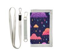 ISAOA Colorful Clouds and Rain Kids Wallets for Boys Girls, Toddler Trifold Wallet with Zippered Coin Pocket and Card Holders, Novelty Wallet for Childrens Birthday Gifts