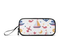 ISAOA Colorful Sailing Ship Anchor Big Capacity Pencil Case 3 Compartments Pencil Pouch Portable Large Storage Pencil Box Pencil Bag for Teen Boys Girls Adults Students