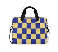 ISAOA Compact Laptop Shoulder Bag Carrying Case with Padded Strap Blue Purple Starry Sky Bat Blue Yellow Grid and Zippered Accessory Pocket