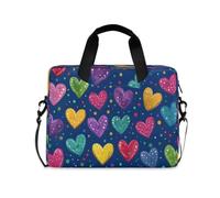 ISAOA Compact Laptop Shoulder Bag Carrying Case with Padded Strap Colorful Butterfly Polka Dot Colorful Polka Dot Heart-shaped and Zippered Accessory Pocket