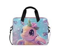 ISAOA Compact Laptop Shoulder Bag Carrying Case with Padded Strap Dreamy Butterfly Swarm Dreamy Pink Sea Turtle and Zippered Accessory Pocket