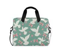 ISAOA Compact Laptop Shoulder Bag Carrying Case with Padded Strap Heart-shaped Flame Chili Pepper Lips Dove Pink Bows Stars and Zippered Accessory Pocket
