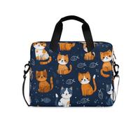 ISAOA Compact Laptop Shoulder Bag Carrying Case with Padded Strap Laser Seahorse Orange Cat Fish and Zippered Accessory Pocket