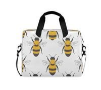 ISAOA Compact Laptop Shoulder Bag Carrying Case with Padded Strap Leopard and Star Yellow Black Bee and Zippered Accessory Pocket