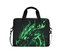 ISAOA Compact Laptop Shoulder Bag Carrying Case with Padded Strap Light Flying Dragon Angry Green Dragon and Zippered Accessory Pocket