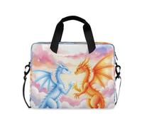 ISAOA Compact Laptop Shoulder Bag Carrying Case with Padded Strap Turtle Back Leaf Leopard Twin Dragons in The Clouds and Zippered Accessory Pocket