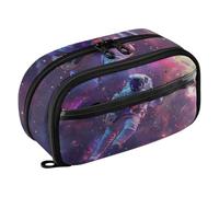 ISAOA Cosmic Astronaunt with Guitar Pencil Case with 3 Compartments, Aesthetic Stationery Pen Bag Secondary School Essentials Supplies for Teen Girls Boys Adult