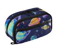 ISAOA Cosmic Seamless Background Pencil Case with 3 Compartments, Aesthetic Stationery Pen Bag Secondary School Essentials Supplies for Teen Girls Boys Adult