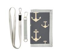 ISAOA Cream Anchors on Navy Pattern Kids Wallets for Boys Girls, Toddler Trifold Wallet with Zippered Coin Pocket and Card Holders, Novelty Wallet for Childrens Birthday Gifts