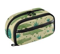 ISAOA Crocodile Alligators Pencil Case with 3 Compartments, Aesthetic Stationery Pen Bag Secondary School Essentials Supplies for Teen Girls Boys Adult