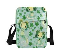 ISAOA Crossbody Shoulder Bag Canvas Shoulder Bag Messenger Bag Axolotl Fourleaf Clover for Men Women Outdoor Travel Business