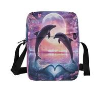 ISAOA Crossbody Shoulder Bag Canvas Shoulder Bag Messenger Bag Dolphin with Love Moonlight for Men Women Outdoor Travel Business
