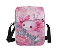 ISAOA Crossbody Shoulder Bag Canvas Shoulder Bag Messenger Bag Pink Axolotl Flower for Men Women Outdoor Travel Business
