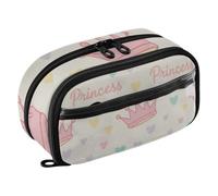ISAOA Crowns Word Princess Pencil Case with 3 Compartments, Aesthetic Stationery Pen Bag Secondary School Essentials Supplies for Teen Girls Boys Adult
