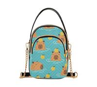 ISAOA Cute Capybaras Orange Crossbody Bag for Women, Cell Phone Purse Detachable Chain Bag Leather Shoulder Handbag Wallet
