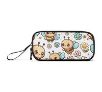 ISAOA Cute Cartoon Little Bee Big Capacity Pencil Case 3 Compartments Pencil Pouch Portable Large Storage Pencil Box Pencil Bag for Teen Boys Girls Adults Students