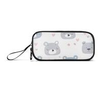 ISAOA Cute Fat Bear Face Big Capacity Pencil Case 3 Compartments Pencil Pouch Portable Large Storage Pencil Box Pencil Bag for Teen Boys Girls Adults Students
