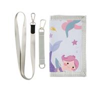 ISAOA Cute Mermaids Star Kids Wallets for Boys Girls, Toddler Trifold Wallet with Zippered Coin Pocket and Card Holders, Novelty Wallet for Childrens Birthday Gifts