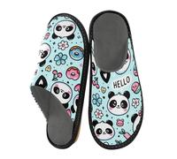 ISAOA Cute Panda Bear Face House Slippers for Women Men, Non Slip Slippers Warm Slippers House Shoes Indoor Outdoor, 40-41