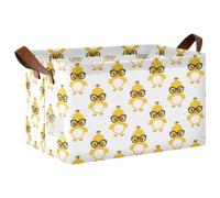 ISAOA Cute Yellow Duck with Black Glasses Rectangular Storage Bin Collapsible storage Basket with Handles for Organizing Home Kitchen Office Bedroom Toy Bin Closet Shelf Baskets