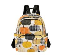 ISAOA Decorative Pumpkins Pattern Quilted Multi-Pocket Rucksack