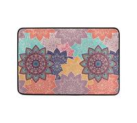 ISAOA Doormat,Non-slip and Washable - Indoor,Inside Foot Mats - Doormats for Indoors -60 x 40 cm Indian Boho Mandala Lotus Bath Kitchen Rug