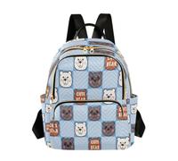 ISAOA Fashion Backpack Mini Backpack Purse Casual Daily Backpack Travel Bear Heads Checked for College Work