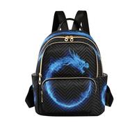ISAOA Fashion Backpack Mini Backpack Purse Casual Daily Backpack Travel Blue Dragon Circle for College Work