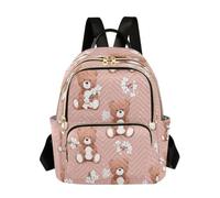 ISAOA Fashion Backpack Mini Backpack Purse Casual Daily Backpack Travel Brown Bear White Flower for College Work