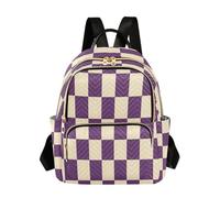 ISAOA Fashion Backpack Mini Backpack Purse Casual Daily Backpack Travel Yellow and Purple Checkerboard for College Work