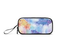 ISAOA Fish Rainbow Pattern Big Capacity Pencil Case 3 Compartments Pencil Pouch Portable Large Storage Pencil Box Pencil Bag for Teen Boys Girls Adults Students