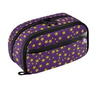 ISAOA Five-Pointed Star Purple Background Pattern Pencil Case with Clear PVC, Waterproof Zipper Pen Bag Pouch Organizer with PE Divider Large Capacity Stationery Storage for School Office