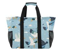 ISAOA Flying and Swimming Ducks Beach Bags for Women Large Waterproof Beach Tote Bag Travel Pool Yoga Nurse Shopping Tote Bag