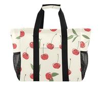 ISAOA Fruit Cherry Printed Beach Bags for Women Large Waterproof Beach Tote Bag Travel Pool Yoga Nurse Shopping Tote Bag