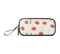 ISAOA Fruit Cherry Printed Big Capacity Pencil Case 3 Compartments Pencil Pouch Portable Large Storage Pencil Box Pencil Bag for Teen Boys Girls Adults Students