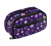 ISAOA Gradual Star Pattern Pencil Case with 3 Compartments, Aesthetic Stationery Pen Bag Secondary School Essentials Supplies for Teen Girls Boys Adult