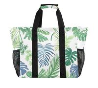 ISAOA Green Blue Tropical Leaves Pattern Beach Bags for Women Large Waterproof Beach Tote Bag Travel Pool Yoga Nurse Shopping Tote Bag