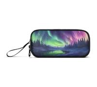 ISAOA Green Meteor Starry Sky Big Capacity Pencil Case 3 Compartments Pencil Pouch Portable Large Storage Pencil Box Pencil Bag for Teen Boys Girls Adults Students