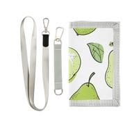 ISAOA Green Pear Kids Wallets for Boys Girls, Toddler Trifold Wallet with Zippered Coin Pocket and Card Holders, Novelty Wallet for Childrens Birthday Gifts