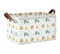 ISAOA Green Trucks Ducks Beach Balls Rectangular Storage Bin Collapsible storage Basket with Handles for Organizing Home Kitchen Office Bedroom Toy Bin Closet Shelf Baskets