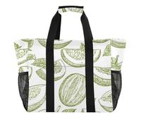 ISAOA Hami Melon Line Drawing Pattern Beach Bags for Women Large Waterproof Beach Tote Bag Travel Pool Yoga Nurse Shopping Tote Bag