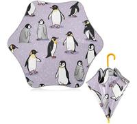 ISAOA Happy Penguin Children Umbrella with Reflective Strips,Kids Travel Automatic Folding Umbrella,Compact,Sun UV Protection Umbrella for Toddler Boys Girls