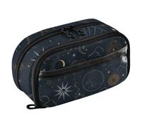 ISAOA High Capacity Pencil Cases, Water Resistant Pencil Pouch with 4 Compartments, Clear Pencil Pouch, Magic Constellation Sun Moon Stars Pencil Case Pouch Organizer for Girls Boys