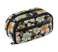 ISAOA High Capacity Pencil Cases, Water Resistant Pencil Pouch with 4 Compartments, Clear Pencil Pouch, Narcissus Floral Botanical Flower Pencil Case Pouch Organizer for Girls Boys