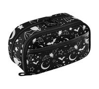 ISAOA High Capacity Pencil Cases, Water Resistant Pencil Pouch with 4 Compartments, Clear Pencil Pouch, Spooky Bat Moon Black Pencil Case Pouch Organizer for Girls Boys