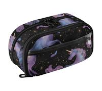 ISAOA Horse Starry Sky Pattern Pencil Case with Clear PVC, Waterproof Zipper Pen Bag Pouch Organizer with PE Divider Large Capacity Stationery Storage for School Office